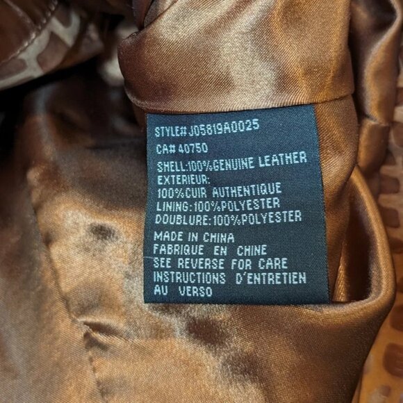 Vintage Brown  Leather Reptile Snake Alligator Print Button Front Jacket Large - Picture 10 of 10